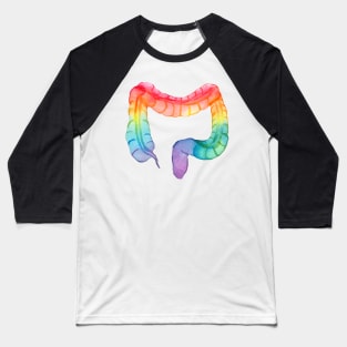 Rainbow Watercolor Colon (dark) Baseball T-Shirt